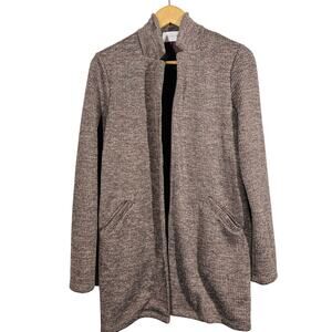 Potter's Pot Ribbed Knit Cardigan Casual Pocket Long Slv Blazer Style - M